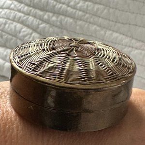 Vintage Miniture Brass Woven Trinket Box.